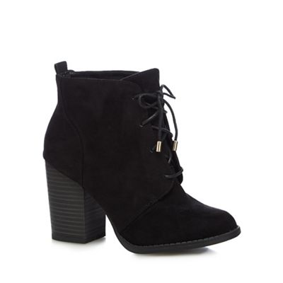 Call It Spring Black lace up 'Afaeni' heel ankle boots